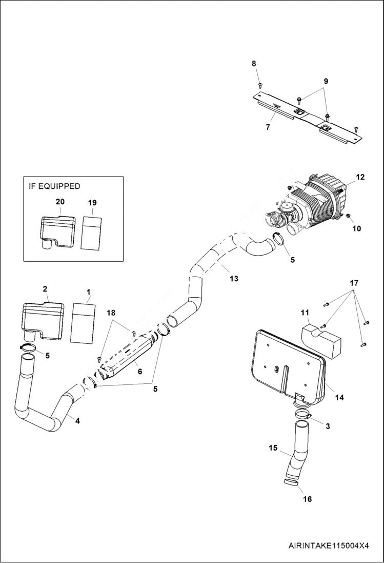 Схема запчастей Bobcat 3400 - ENGINE, AIR INTAKE (S/N AJNT11001 - 19999) POWER UNIT