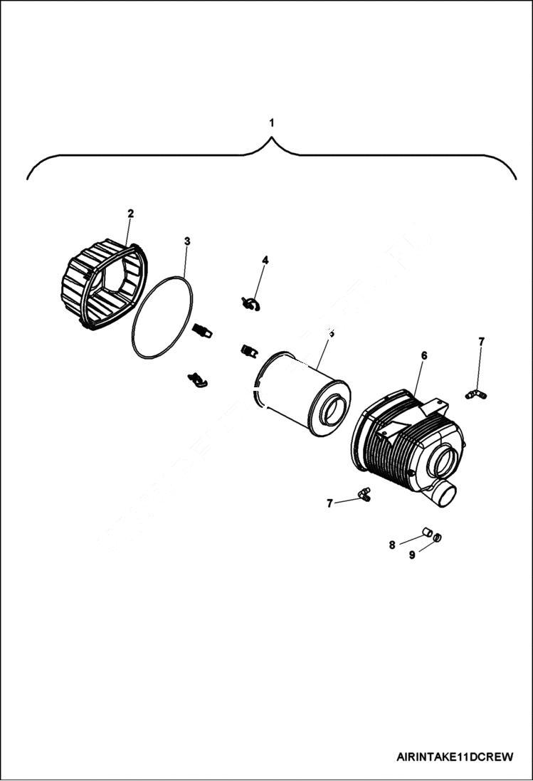 Схема запчастей Bobcat 3400XL - AIR CLEANER (S/N AJNW11001 - 19999) POWER UNIT