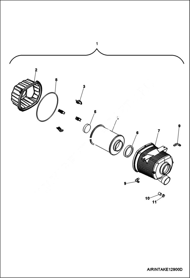 Схема запчастей Bobcat 3450 - AIR CLEANER (S/N AJNY20001 & Above) POWER UNIT