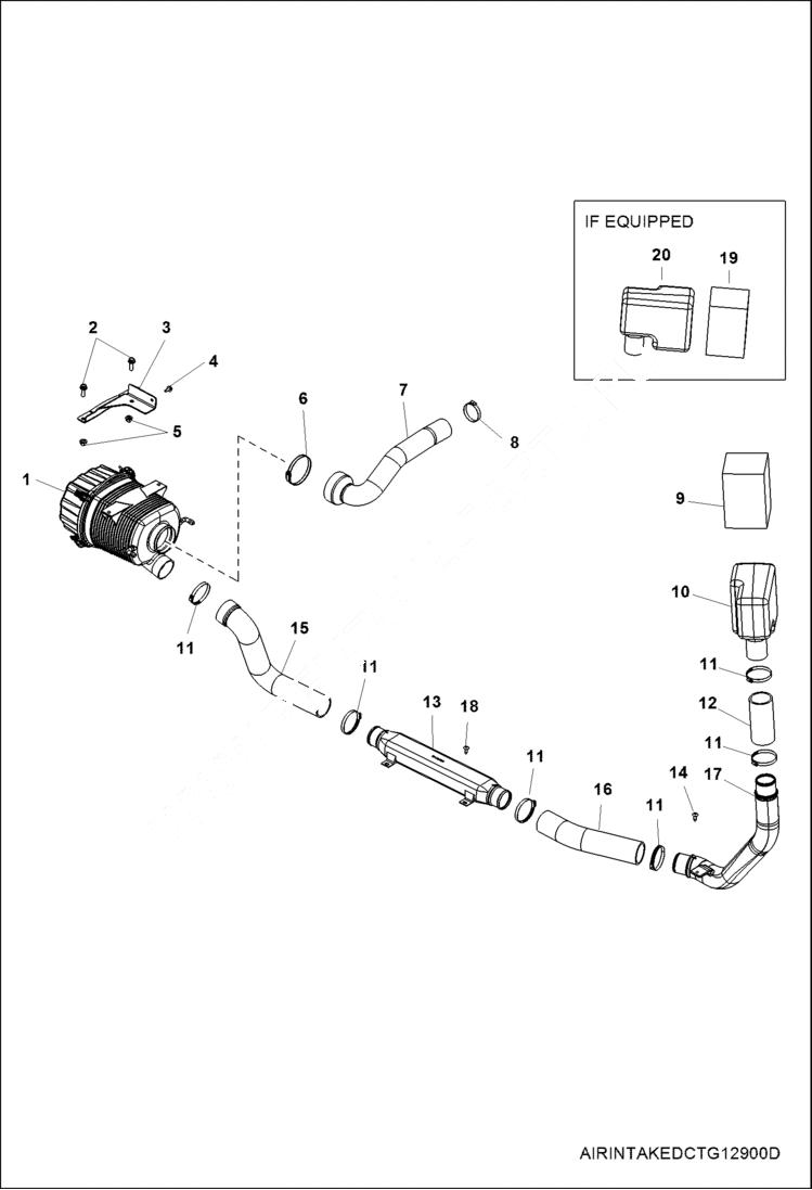 Схема запчастей Bobcat 3450 - ENGINE, AIR INTAKE (S/N AJNY20001 & Above) POWER UNIT