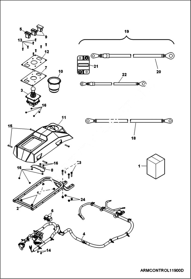 Схема запчастей Bobcat 3450 - ACCESSORIES, FRONT ARM CONTROLS ELECTRICAL HYDRAULIC SYSTEM