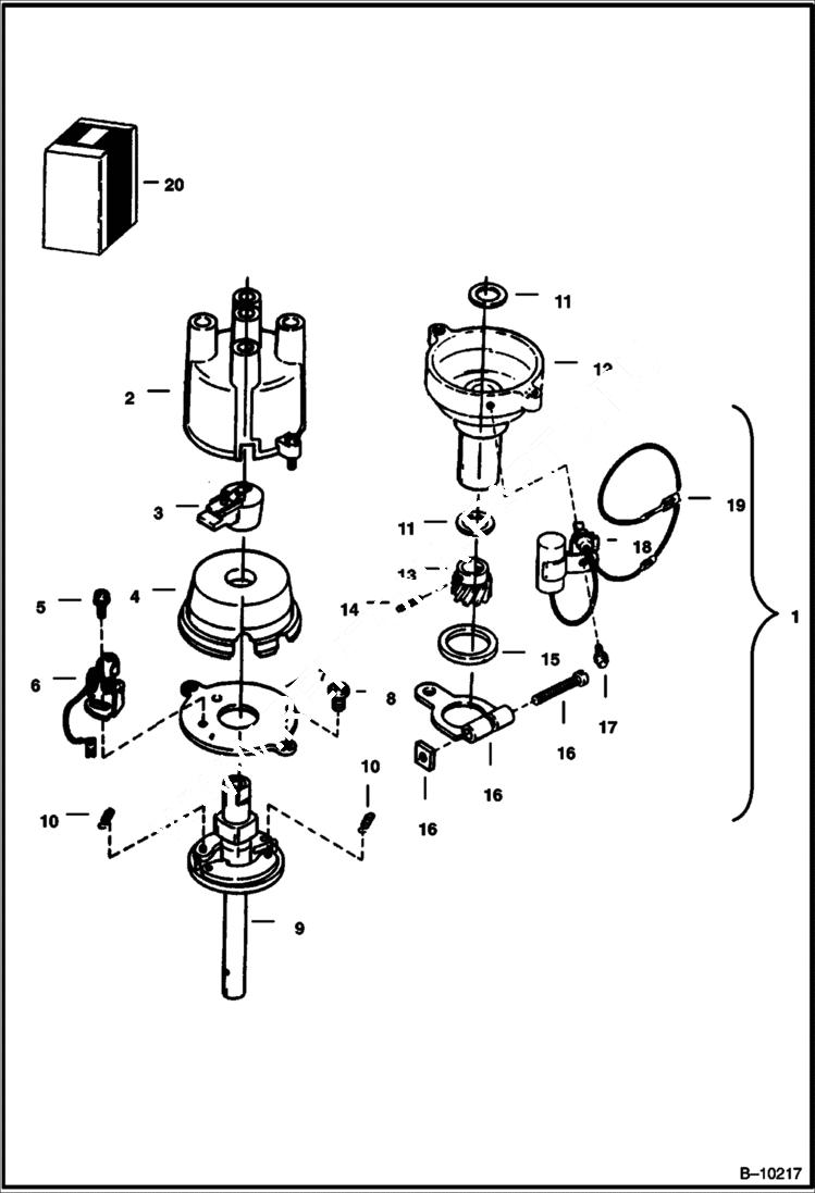 Схема запчастей Bobcat 600s - DISTRIBUTOR (Colt) (Engine S/N 6164221 & Above) POWER UNIT