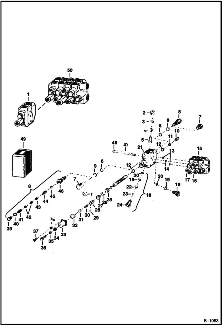 Схема запчастей Bobcat 900s - AUXILIARY CONTROL VALVE HYDRAULIC SYSTEM