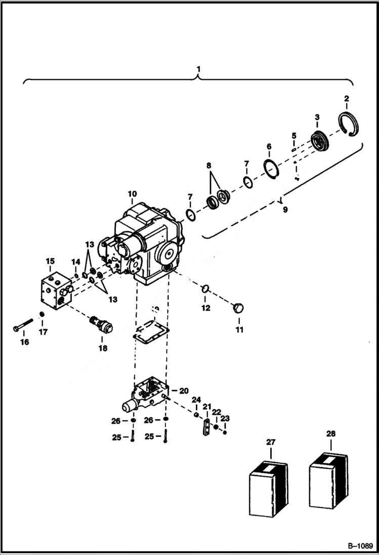 Схема запчастей Bobcat 900s - HYDROSTATIC MOTOR & ATTACHING PARTS HYDROSTATIC SYSTEM