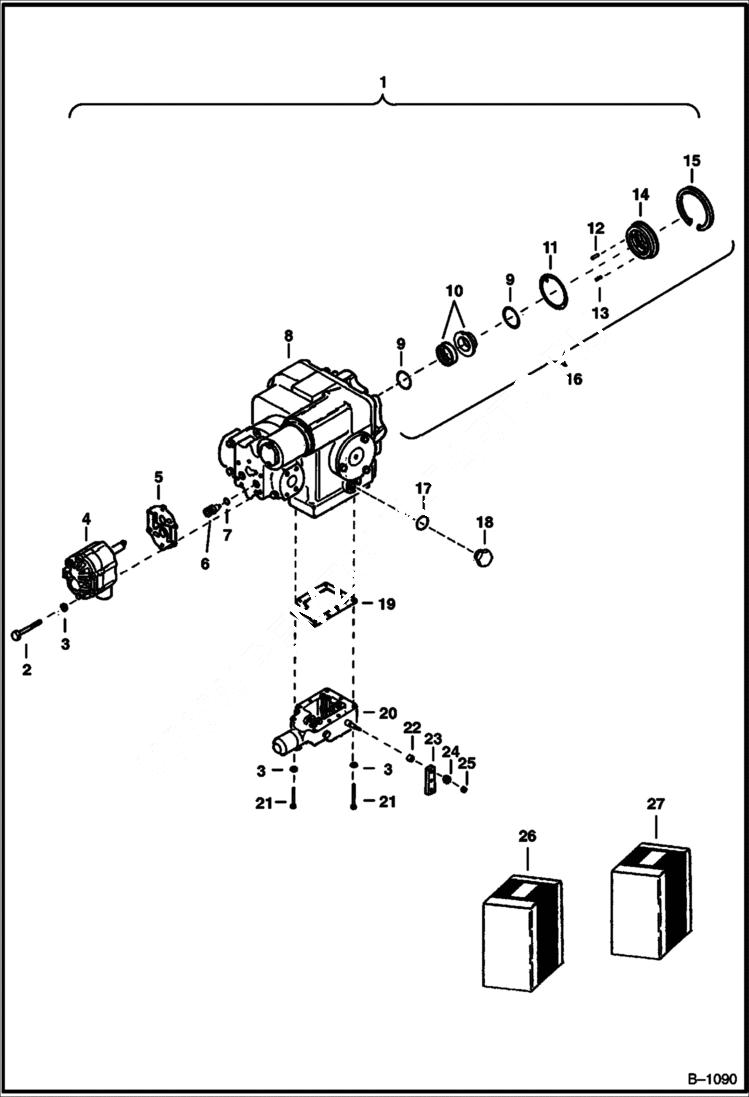 Схема запчастей Bobcat 900s - HYDROSTATIC PUMP & ATTACHING PARTS HYDROSTATIC SYSTEM