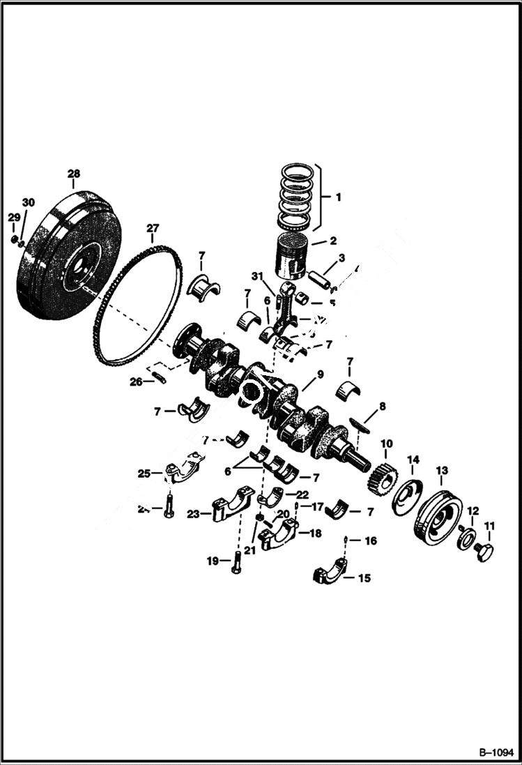 Схема запчастей Bobcat 900s - CRANKSHAFT & ASSOCIATED PARTS (Continental) POWER UNIT