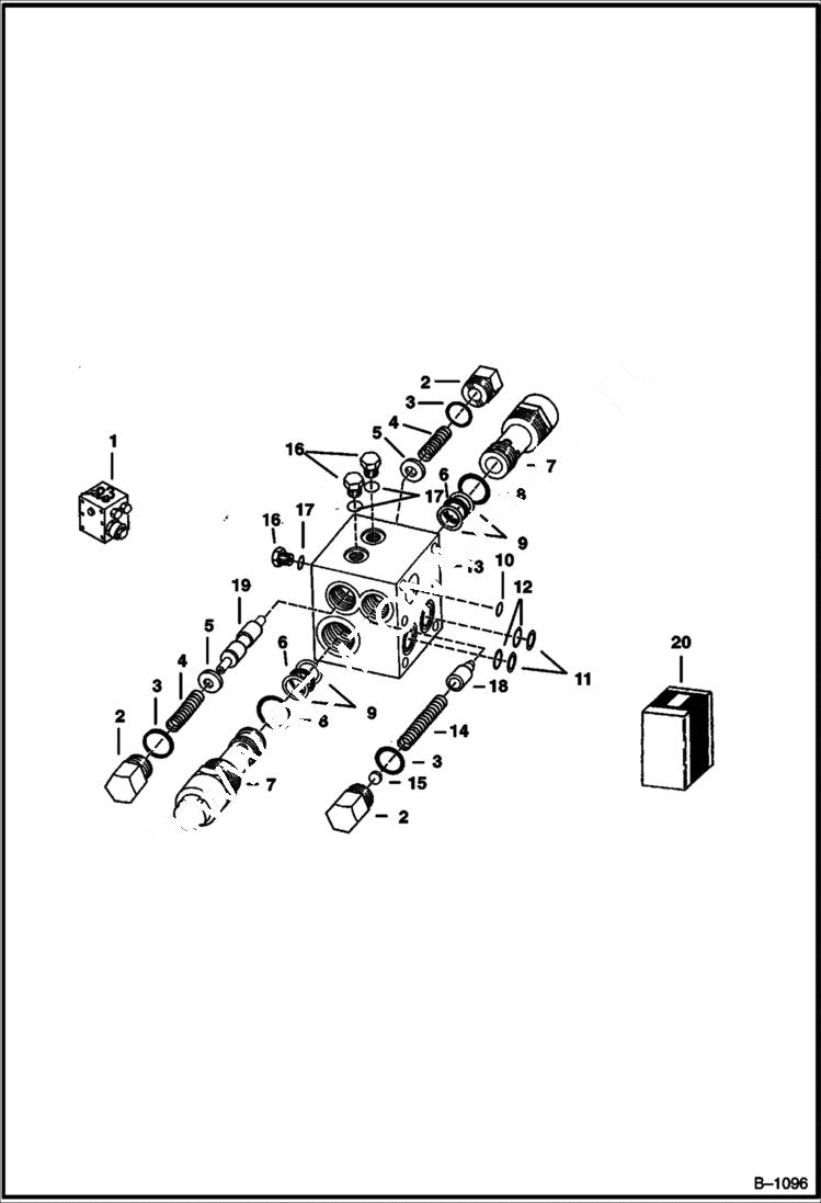 Схема запчастей Bobcat 900s - MOTOR MANIFOLD VALVE (Motor Model 23-4008) HYDROSTATIC SYSTEM