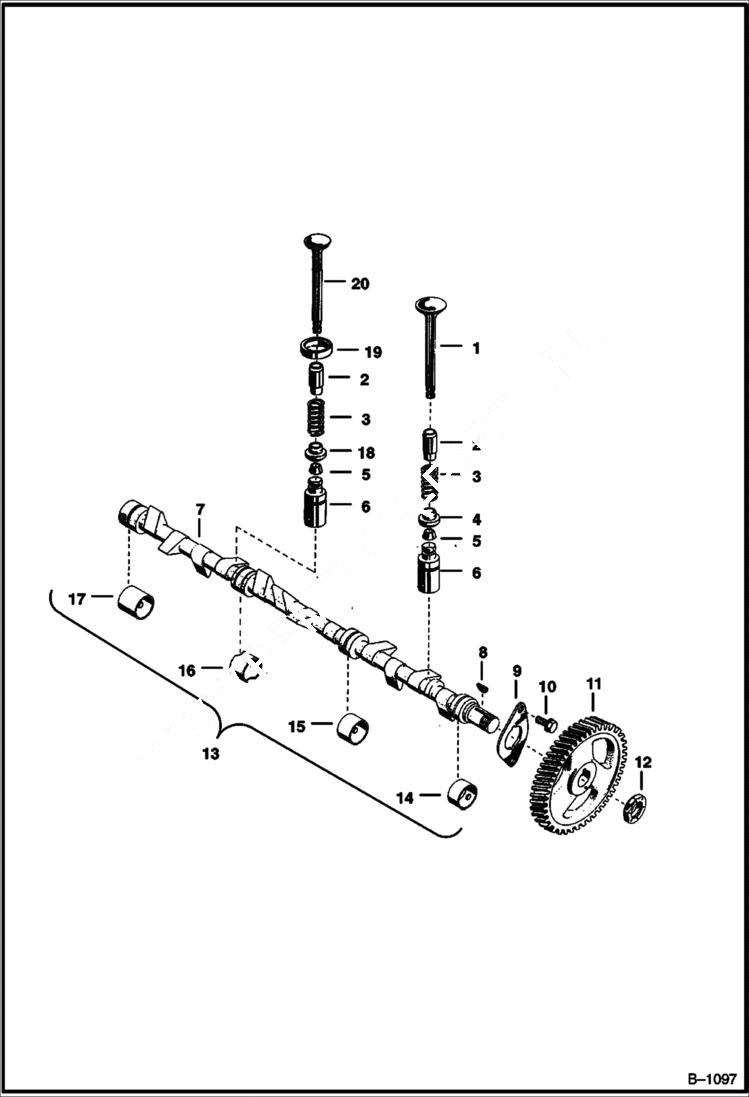 Схема запчастей Bobcat 900s - VALVE & CAMSHAFT (Continental) POWER UNIT