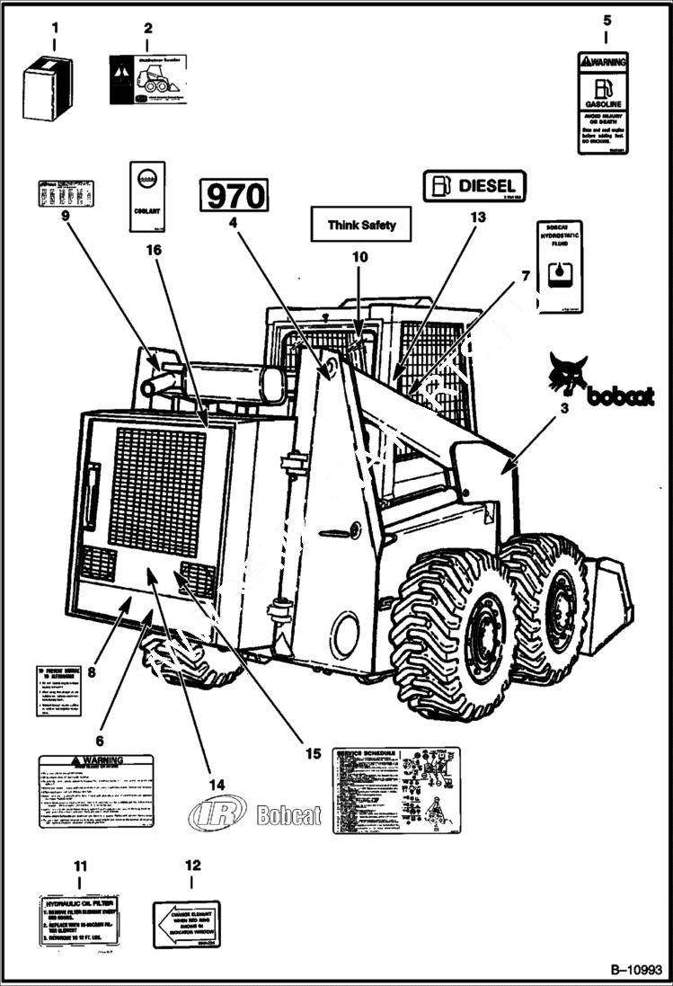 Схема запчастей Bobcat 900s - DECALS ACCESSORIES & OPTIONS