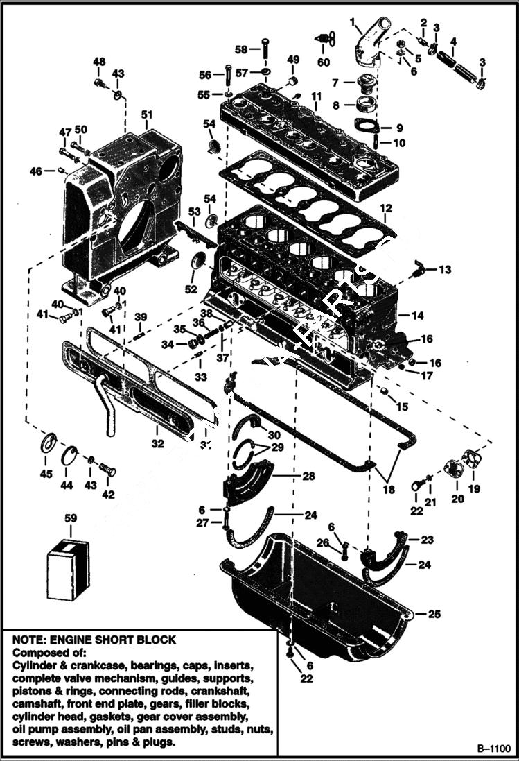 Схема запчастей Bobcat 900s - CYLINDER BLOCK & ATTACHING PARTS (Continental) POWER UNIT