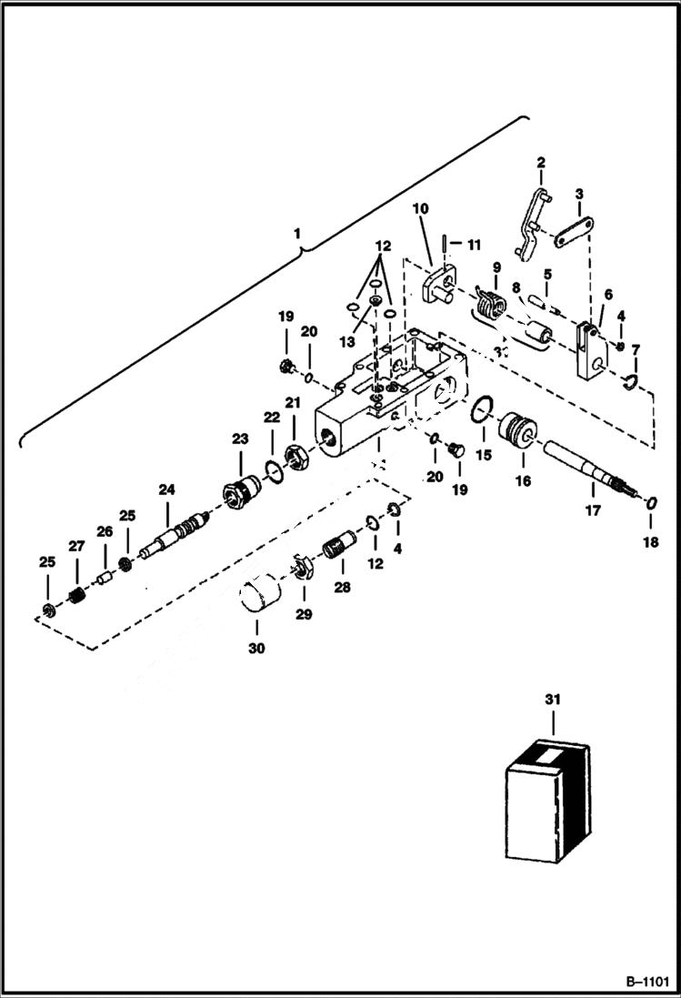 Схема запчастей Bobcat 900s - DISPLACEMENT CONTROL VALVE HYDROSTATIC SYSTEM