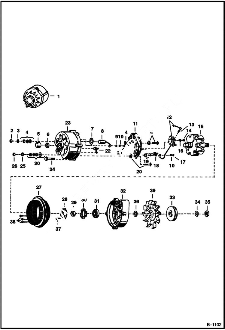 Схема запчастей Bobcat 700s - ALTERNATOR (Delco - Remy No. 1100827) ELECTRICAL SYSTEM