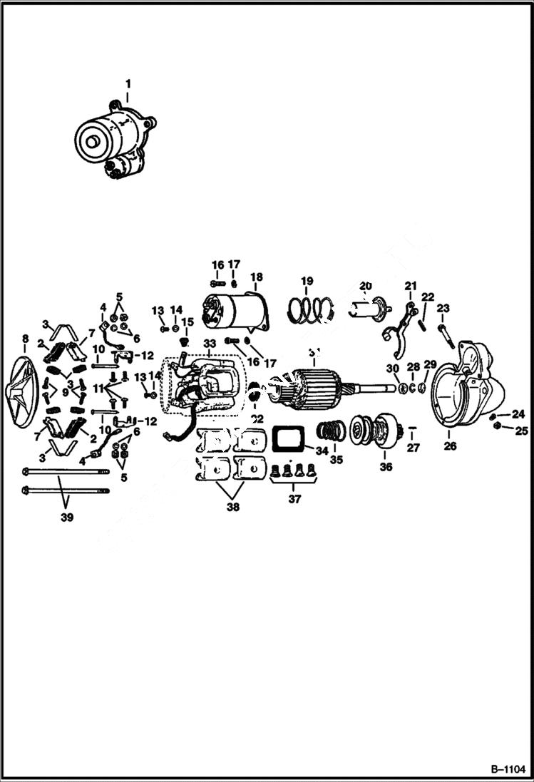 Схема запчастей Bobcat 900s - STARTER (Gasoline) ELECTRICAL SYSTEM