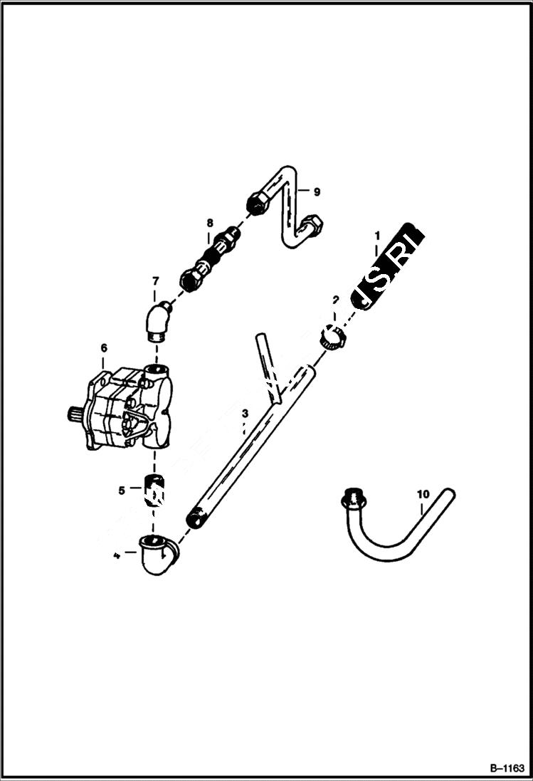 Схема запчастей Bobcat 400s - HYDRAULIC PUMP CIRCUITRY M-444 Gasoline & LP S/N 30269 & Below M-500 Gasoline & LP S/N 41399 & Below HYDRAULIC SYSTEM