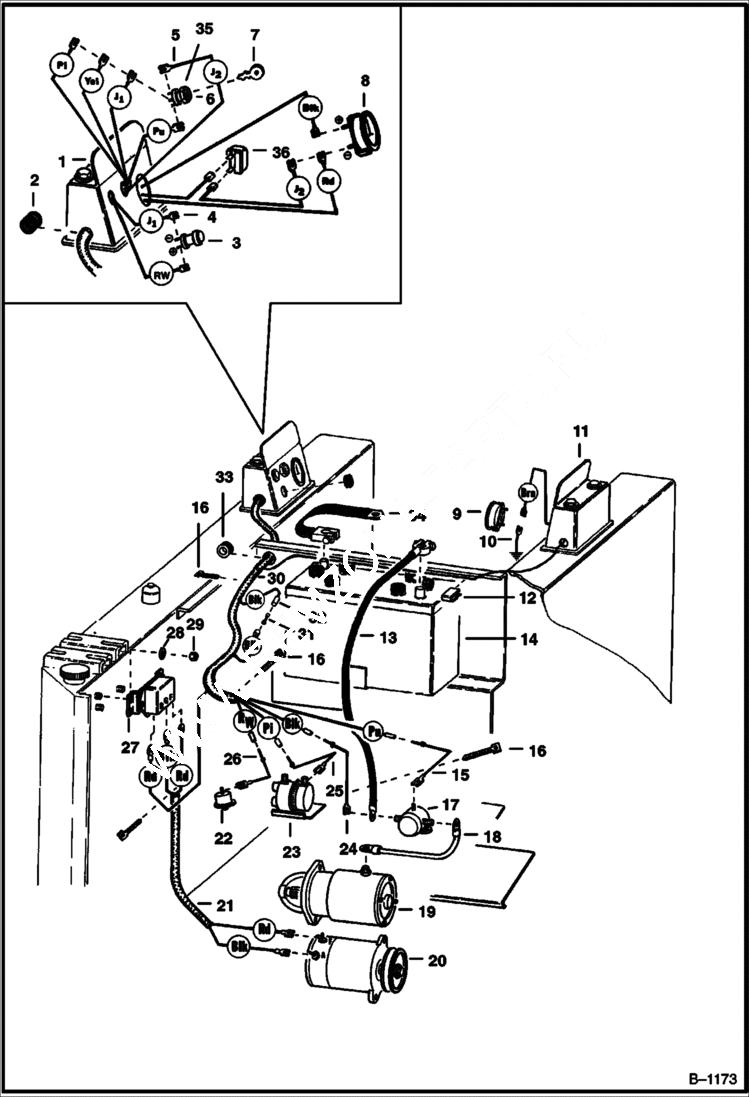 Схема запчастей Bobcat 500s - MAIN FRAME ELECTRICAL M-444 Gasoline ELECTRICAL SYSTEM