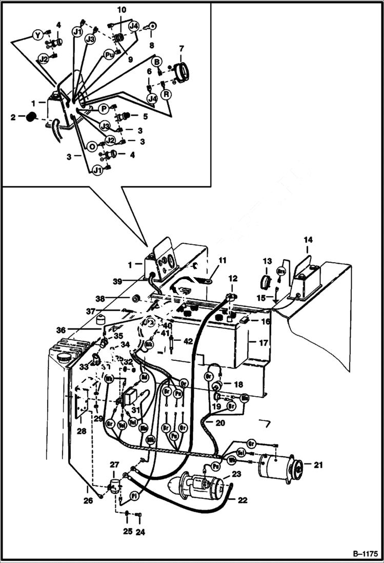 Схема запчастей Bobcat 600s - MAIN FRAME ELECTRICAL CIRCUIT Deutz - W/Generator ELECTRICAL SYSTEM