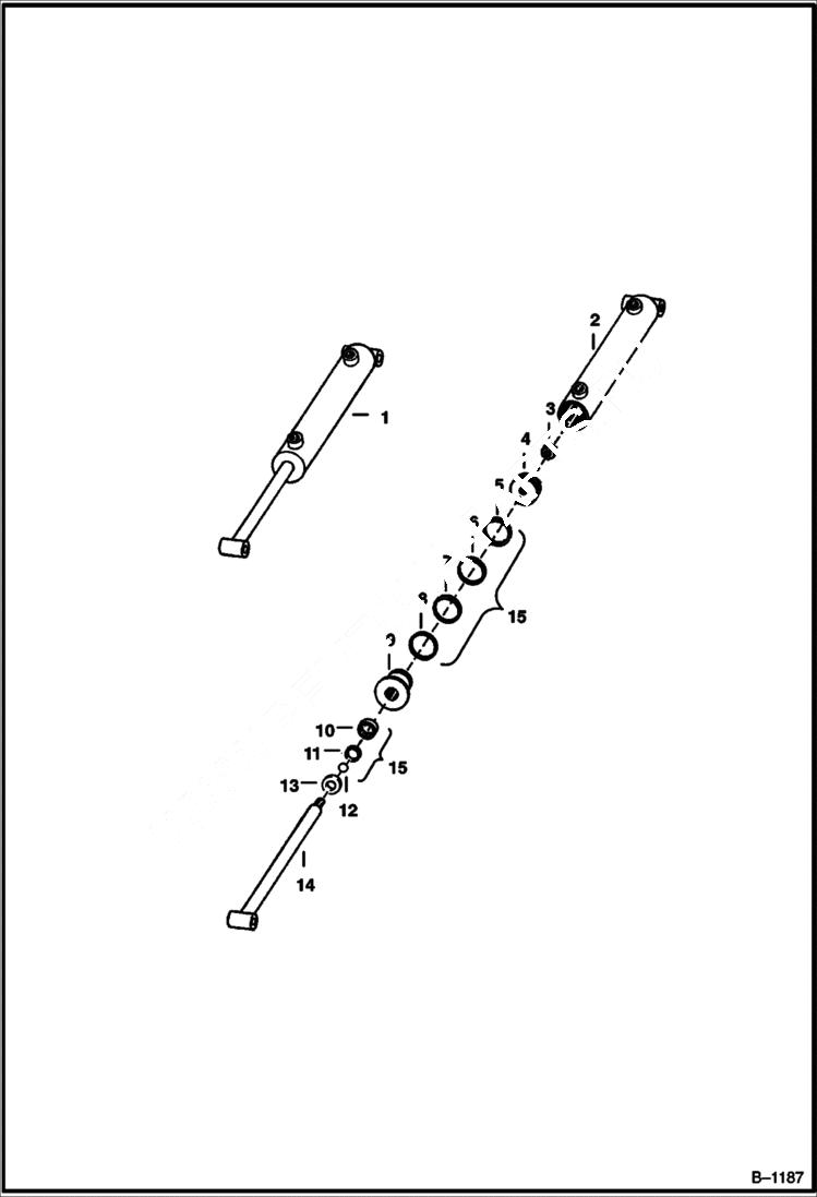 Схема запчастей Bobcat GRAPPLES - HYDRAULIC CYLINDER - 900 Series Grapple Forks Loader