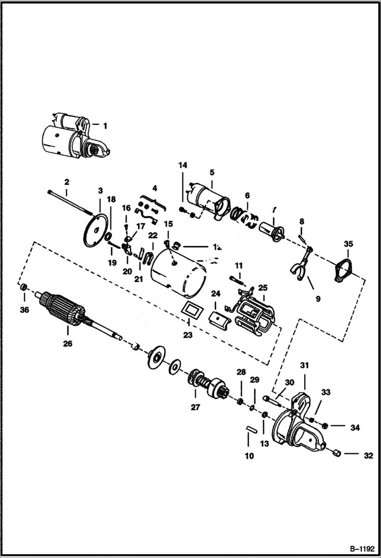 Схема запчастей Bobcat 500s - STARTER ELECTRICAL SYSTEM