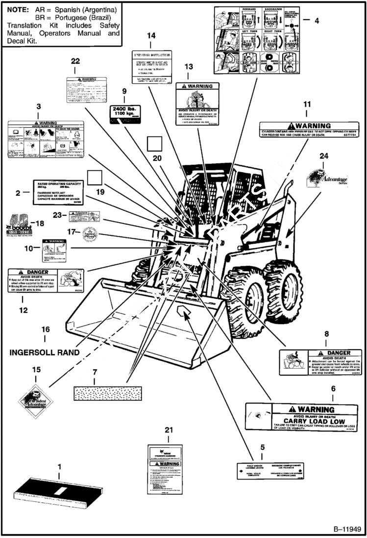 Схема запчастей Bobcat 900s - DECALS ACCESSORIES & OPTIONS