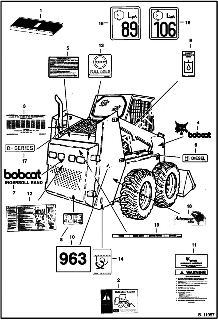 Схема запчастей Bobcat 900s - DECALS ACCESSORIES & OPTIONS