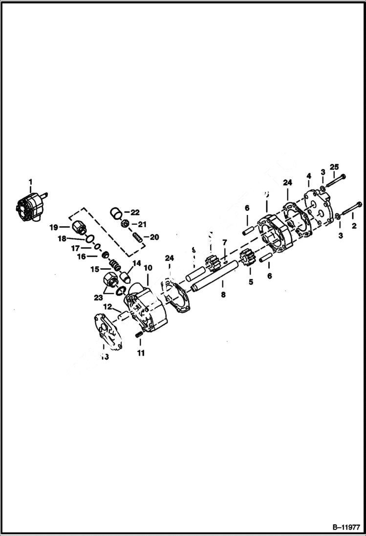 Схема запчастей Bobcat 900s - HYDROSTATIC CHARGE PUMP (Model 25-2501AA-REDX) HYDROSTATIC SYSTEM