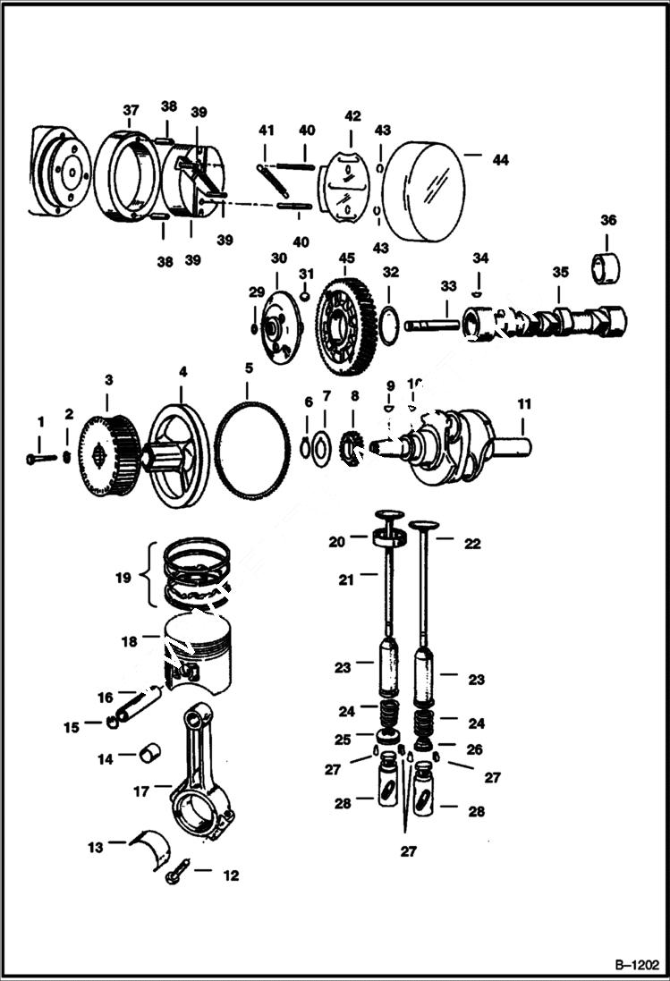 Схема запчастей Bobcat 400s - INTERNAL ENGINE PARTS POWER UNIT