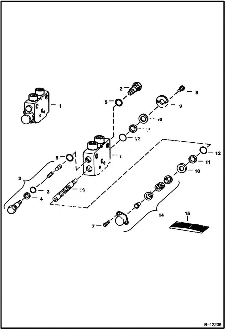 Схема запчастей Bobcat 700s - AUXILIARY TILT SECTION (Gresen V20) HYDRAULIC SYSTEM