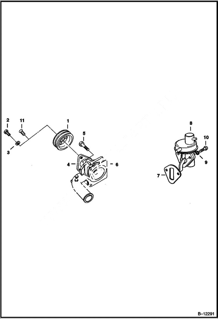 Схема запчастей Bobcat 500s - FUEL & WATER PUMP (S/N 11999 & Below) POWER UNIT