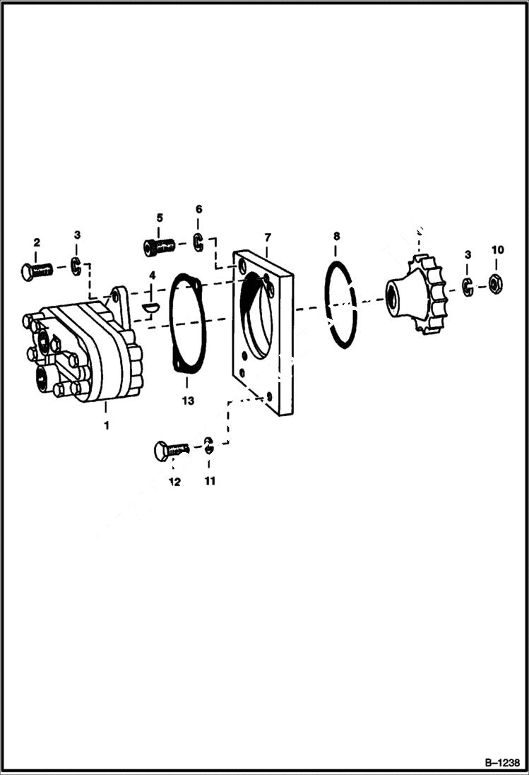 Схема запчастей Bobcat 600s - HYDRAULIC PUMP MOUNTING Deutz F2L411D POWER UNIT