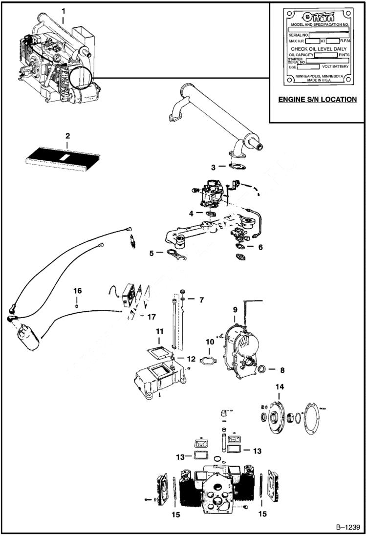 Схема запчастей Bobcat 400s - ONAN ENGINE POWER UNIT