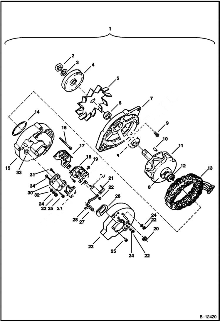 Схема запчастей Bobcat Articulated Loaders - ALTERNATOR (Prestolite 8EA2013NA) ELECTRICAL SYSTEM