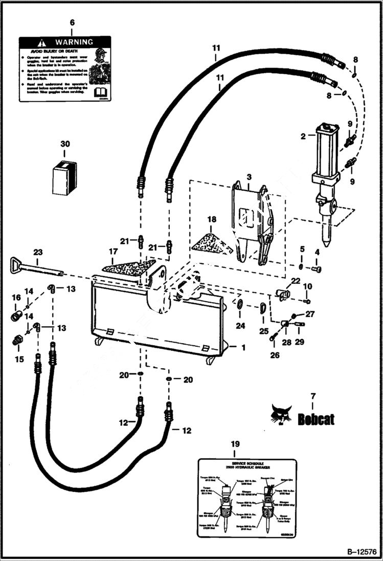 Схема запчастей Bobcat BREAKERS - BREAKER (Hydraulic Breaker Bob-Tach Mtg) (Two Position) (1250) (Use on 440 Series) Loader