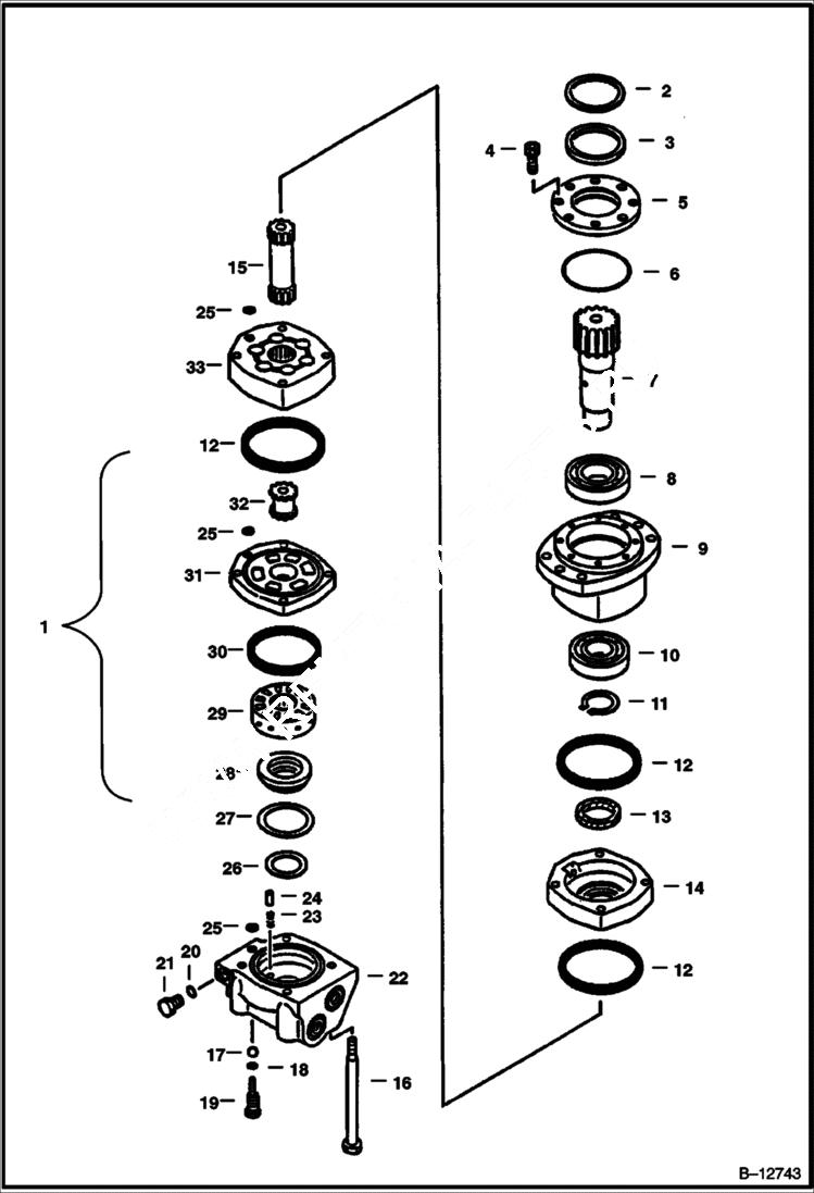 Схема запчастей Bobcat 220 - SWING MOTOR HYDRAULIC SYSTEM