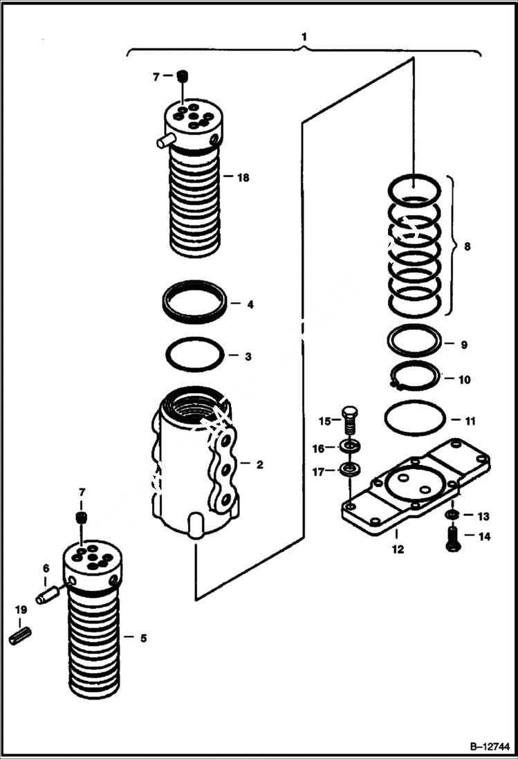 Схема запчастей Bobcat 220 - SWIVEL JOINT (W/Pin Swivel Stop) HYDRAULIC SYSTEM