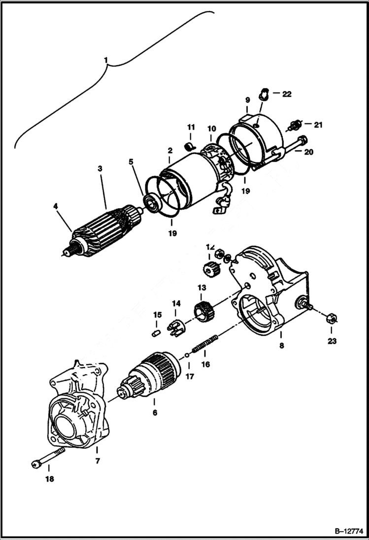 Схема запчастей Bobcat 220 - STARTER (Kubota) ELECTRICAL SYSTEM