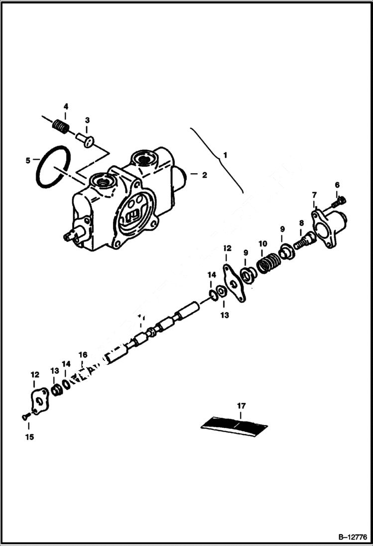 Схема запчастей Bobcat 220 - VALVE SECTION Auxiliary, Swivel & Arm HYDRAULIC SYSTEM