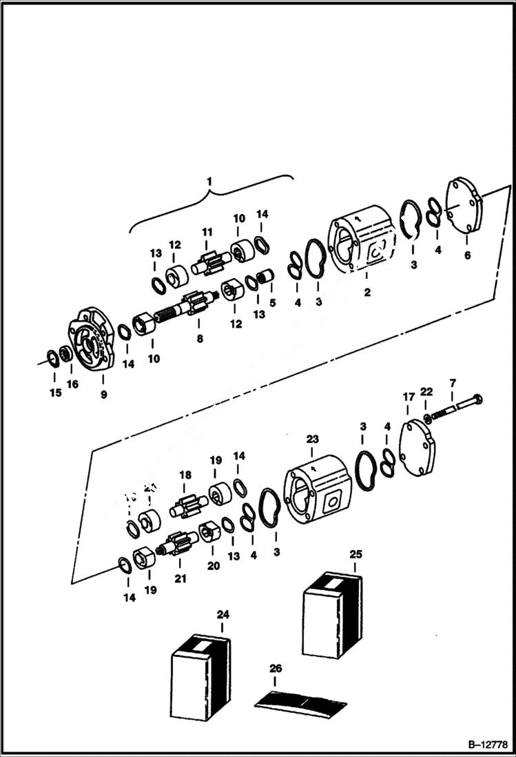 Схема запчастей Bobcat 220 - GEAR PUMP (Model #144 - 1002 - 006) HYDRAULIC SYSTEM