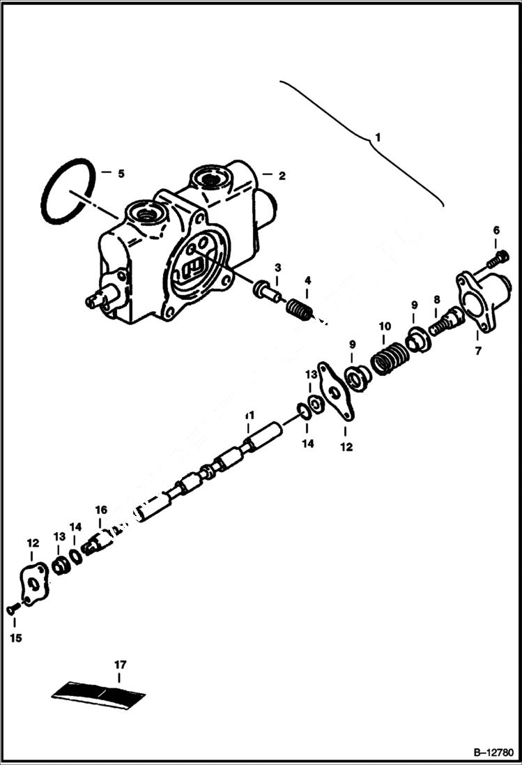 Схема запчастей Bobcat 220 - VALVE SECTION (Auxiliary, Boom, Bucket, Boom Swing, & Blade) HYDRAULIC SYSTEM