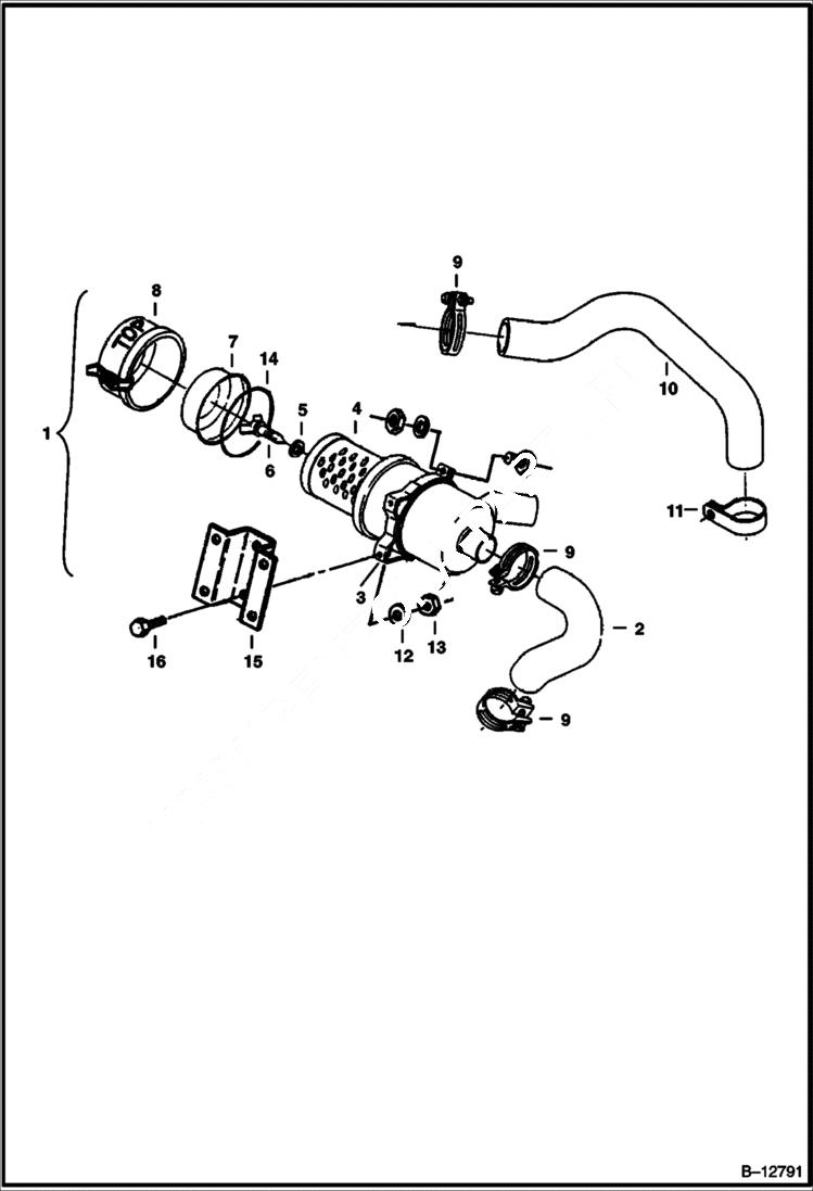 Схема запчастей Bobcat 220 - AIR CLEANER (Kubota) POWER UNIT