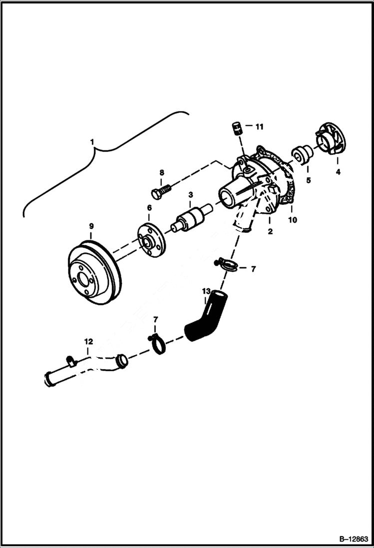 Схема запчастей Bobcat 220 - WATER PUMP POWER UNIT