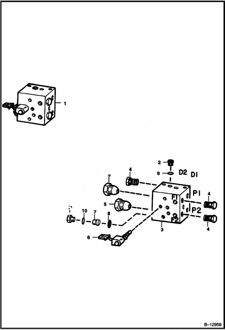 Схема запчастей Bobcat 700s - AUXILIARY VALVE (Rear Stabilizer) ACCESSORIES & OPTIONS