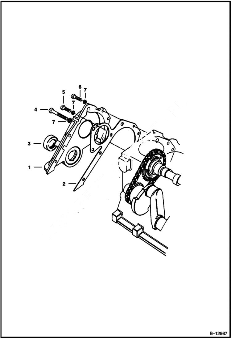 Схема запчастей Bobcat 500s - FRONT COVERS (S/N 12001 & Above) POWER UNIT