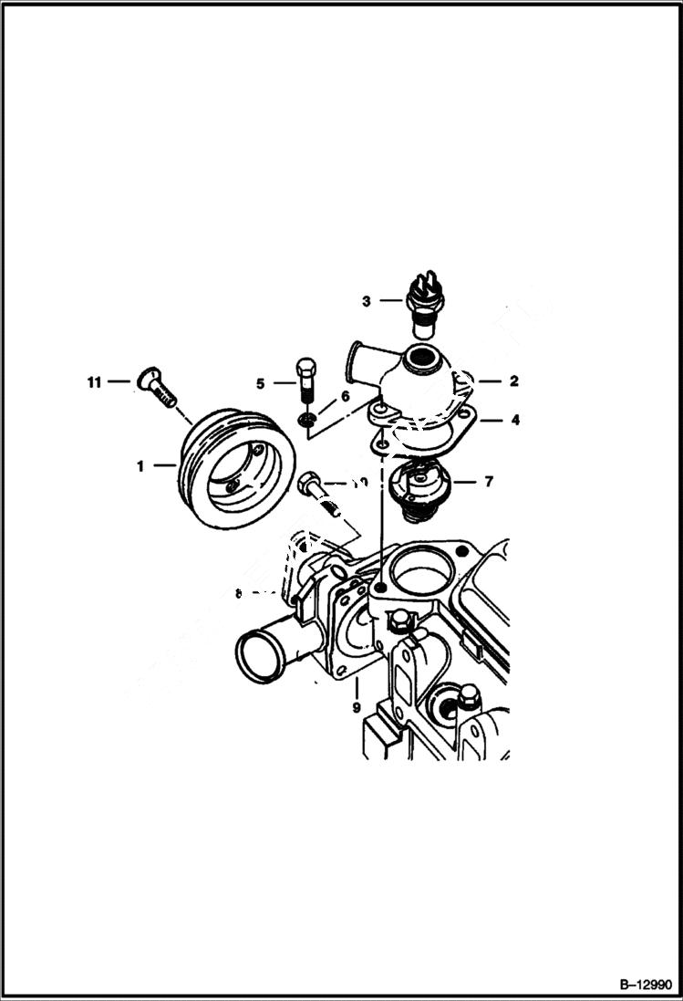 Схема запчастей Bobcat 500s - WATER PUMP (S/N 12001 & Above) POWER UNIT