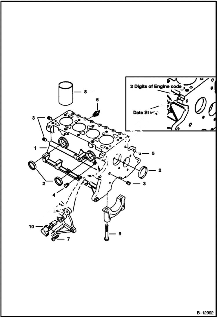 Схема запчастей Bobcat 500s - CYLINDER BLOCK (S/N 12001 & Above) POWER UNIT