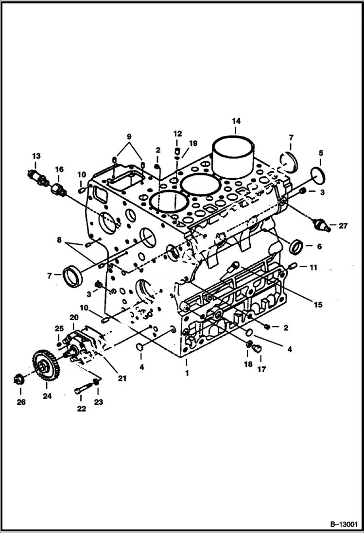 Схема запчастей Bobcat 325 - CRANKCASE POWER UNIT