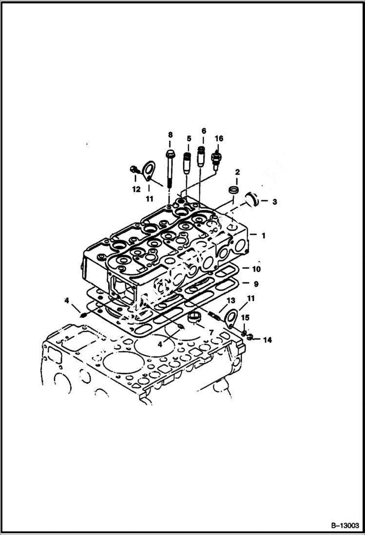 Схема запчастей Bobcat 225 - CYLINDER HEAD POWER UNIT