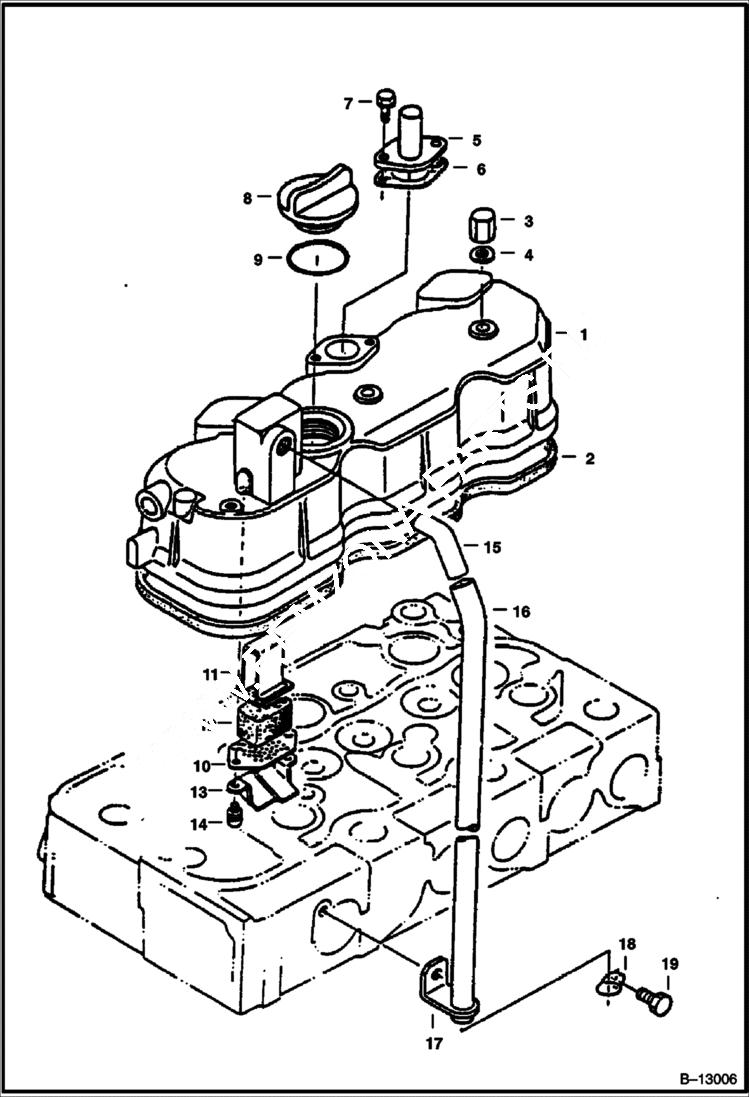 Схема запчастей Bobcat 325 - ROCKER ARM COVER POWER UNIT