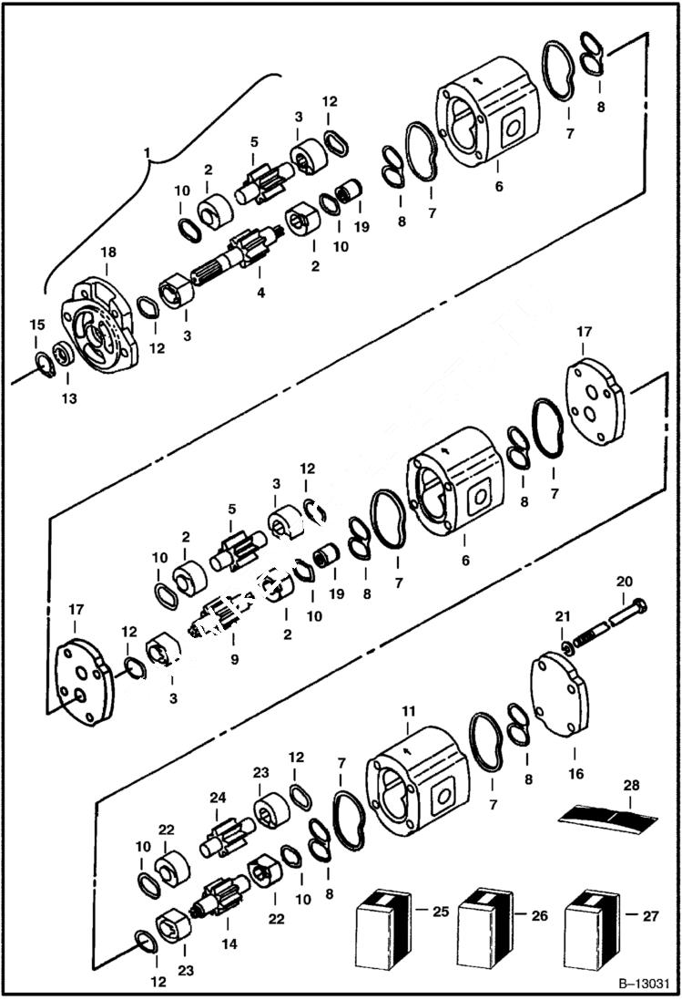 Схема запчастей Bobcat 231 - GEAR PUMP HYDRAULIC SYSTEM