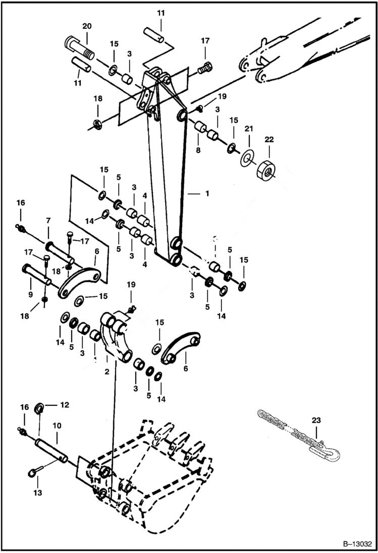 Схема запчастей Bobcat 225 - ARM & BUCKET LINK WORK EQUIPMENT