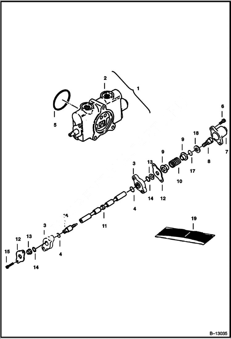 Схема запчастей Bobcat 225 - VALVE SECTION (R.H. Travel) HYDRAULIC SYSTEM